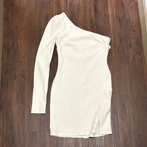 Anna Grace Cream One-Shoulder Mini Dress